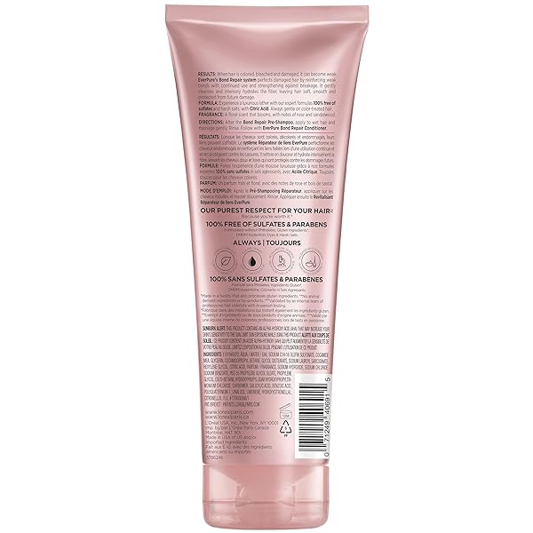 L’OREAL PARIS BONDING SHAMPOO FOR COLOR TREATED HAIR, STRENGTHENS AND REPAIRS WEAK HAIR BONDS, SULFATE FREE & VEGAN HAIR CARE, EVERPURE, 6.8 FL OZ