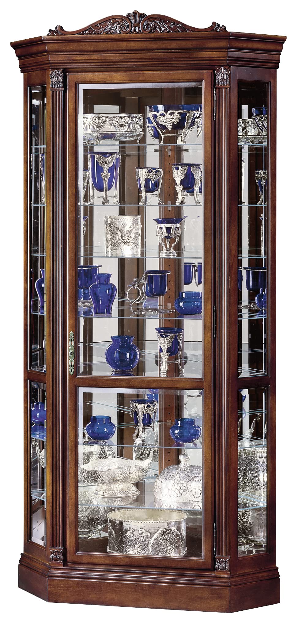 Photo 1 of ***FINAL SALE/NO RETURN, VIEW NOTES*** Howard Miller Boyer Corner Curio Cabinet II, Adjustable Storage Cabinets with Brown Finish Adjustable Levelers - Durable Glass Shelves for Collectibles - Decorative Items, Home Decor & Office