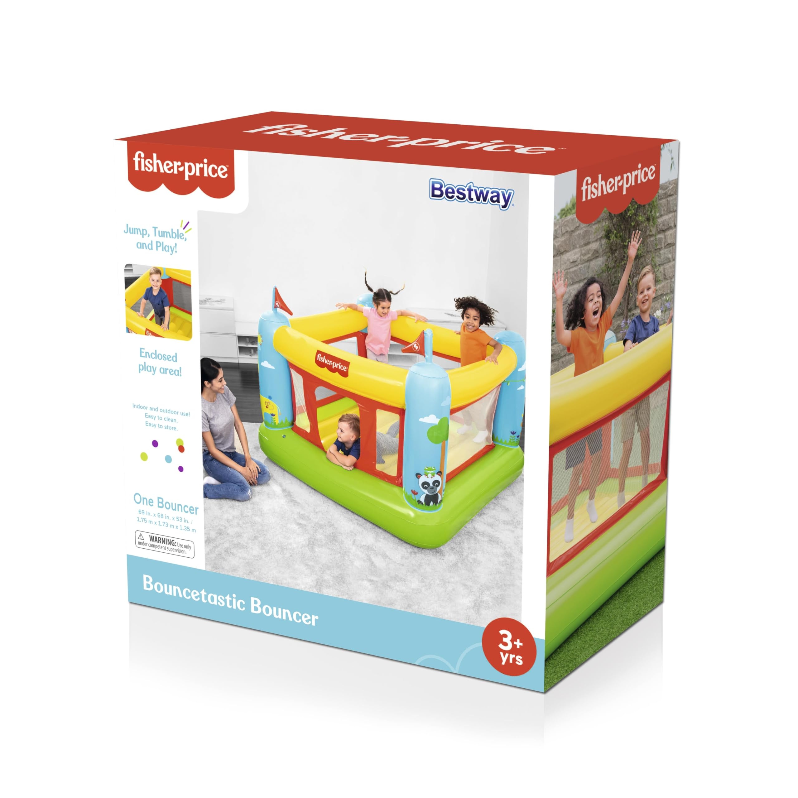 Fisher-Price Bouncetastic Inflatable Bouncer | Indoor and Outdoor Bounce House for Kids | Great for Ages 3+