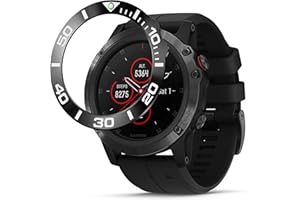 Baihui Stainless Steel Bezel Ring Compatiable with Garmin Fenix 5X Plus Bezel Ring Adhesive Cover Anti Scratch & Collision Protector for Garmin Watch Accessory (Black- Not Fit Fenix 5 / 5X)