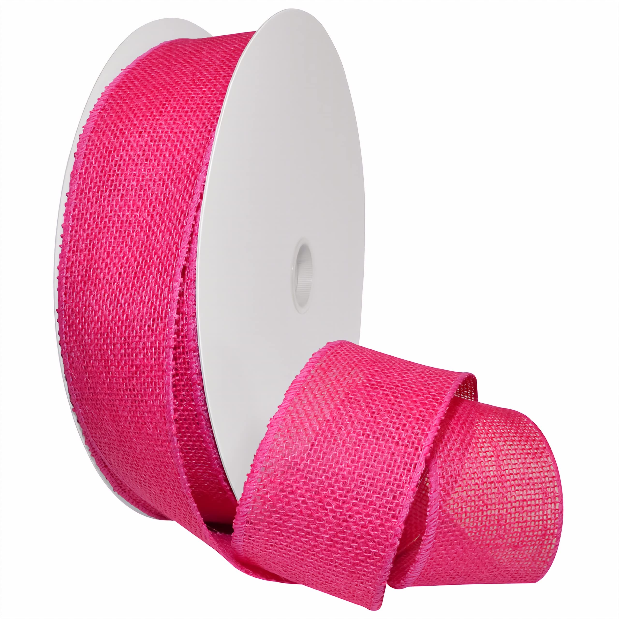 Morex Natural Burlap Wired Ribbon for Decorations, Holidays, Parties, Home and Outdoor Decor, 2.5" x 50 Yd, Hot Fuchsia/Pink Image