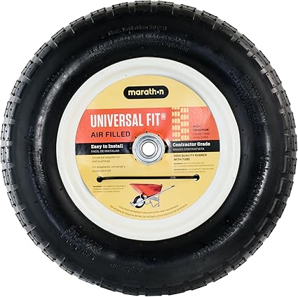 Marathon Universal Fit Air Filled Wheelbarrow Tire On Wheel With Spacer Bushing Kit Included Amazon Ca Patio Lawn Garden