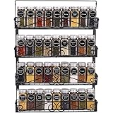 SWOMMOLY Wall Mount Spice Rack, 4 Pack Stackable Foldable Spice Racks Organizer, Black,Large