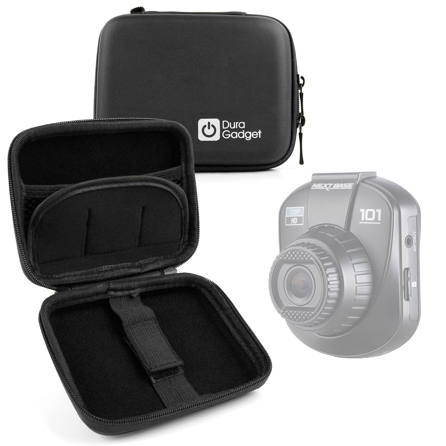 DURAGADGET Premium Quality Black Shock-Absorbent Hard Shell Case - Compatible with The Nextbase in-Car Dash Cam 101|Dash Cam 202 Lite|Dash Cam 512G