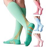 Mosithings 4 Pairs Compression Socks For Women 15-20mmHg Graduated Compression Circulation Support Socks For Running Athletic