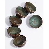 Pokini Stoneware Cereal Bowls Set of 6, 22 Oz Soup Bowls Set for Cereal Soup Snacks, Modern Kitchen Bowls for Meal, Dishwasher & Microwave Safe-Brown and Green