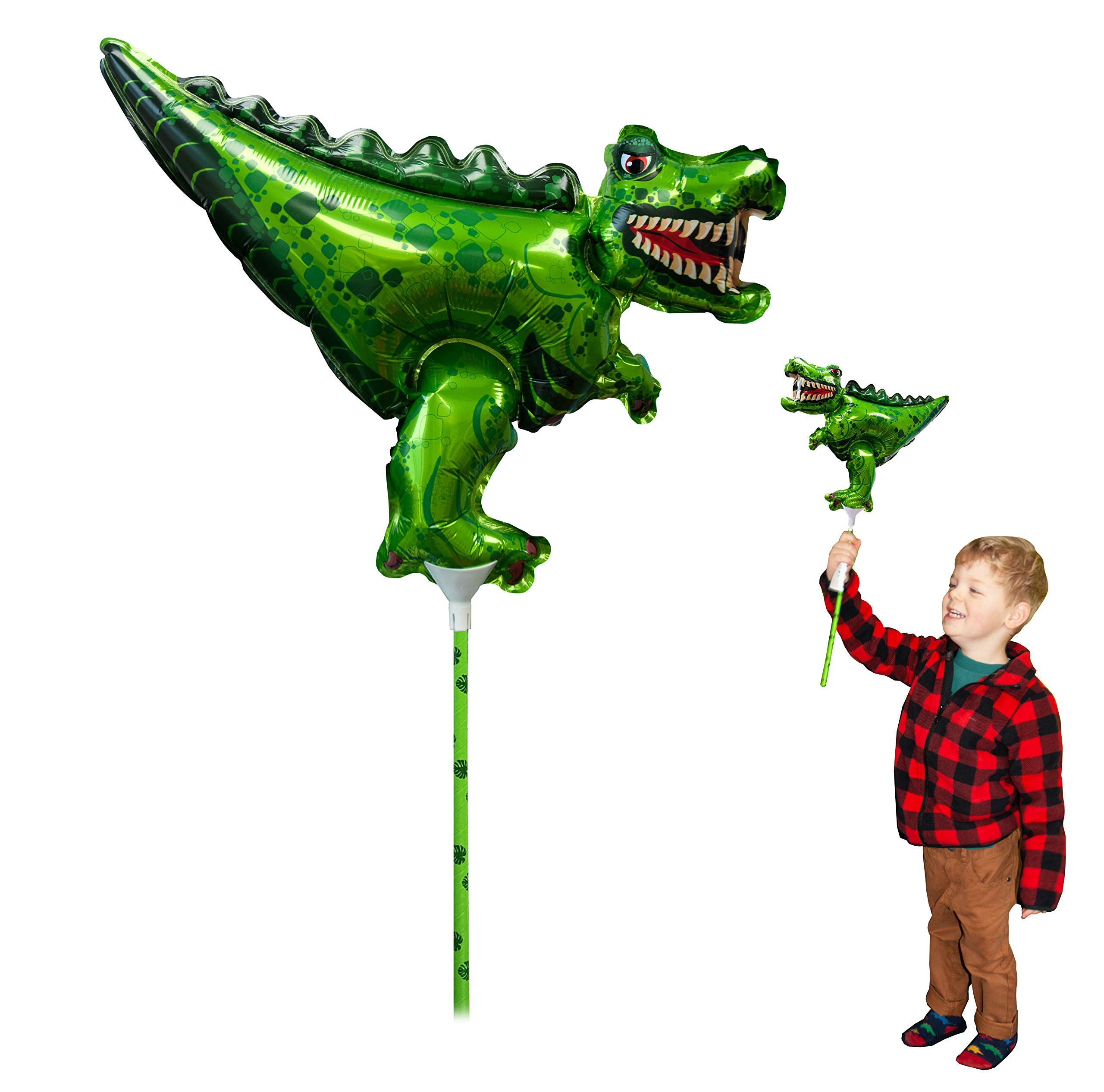 Ballooniacs - T-Rex Air Filled Animal Balloon from Deluxebase. A colourful and re-useable inflatable birthday party decoration for kids