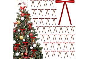 MENOLY 36 PCS Red Bows for Christmas Tree 5 x 7 Inch Velvet Christmas Tree Bows for Wreaths Door Garland Decor Vintage Gifts and Holiday Home DéCor Decorations - Red