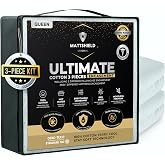 MATTSHIELD Ultimate 3-Piece Kit - Bed Bug-Proof Mattress Cover Queen Size 100% Cotton Top + 2 Pillow Protectors with Zipper - 6 Sided Waterproof Encasement, Total Defense Kit