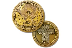 BRIGADA SALES 1.75-inch St Michael The Archangel Challenge Coin, Baptismal Gift, Baptism Gift, St Michael Pendant Zinc Alloy, Religious Gifts for Men and Women, Guardian Angel Coin Constant Reminder of Protection