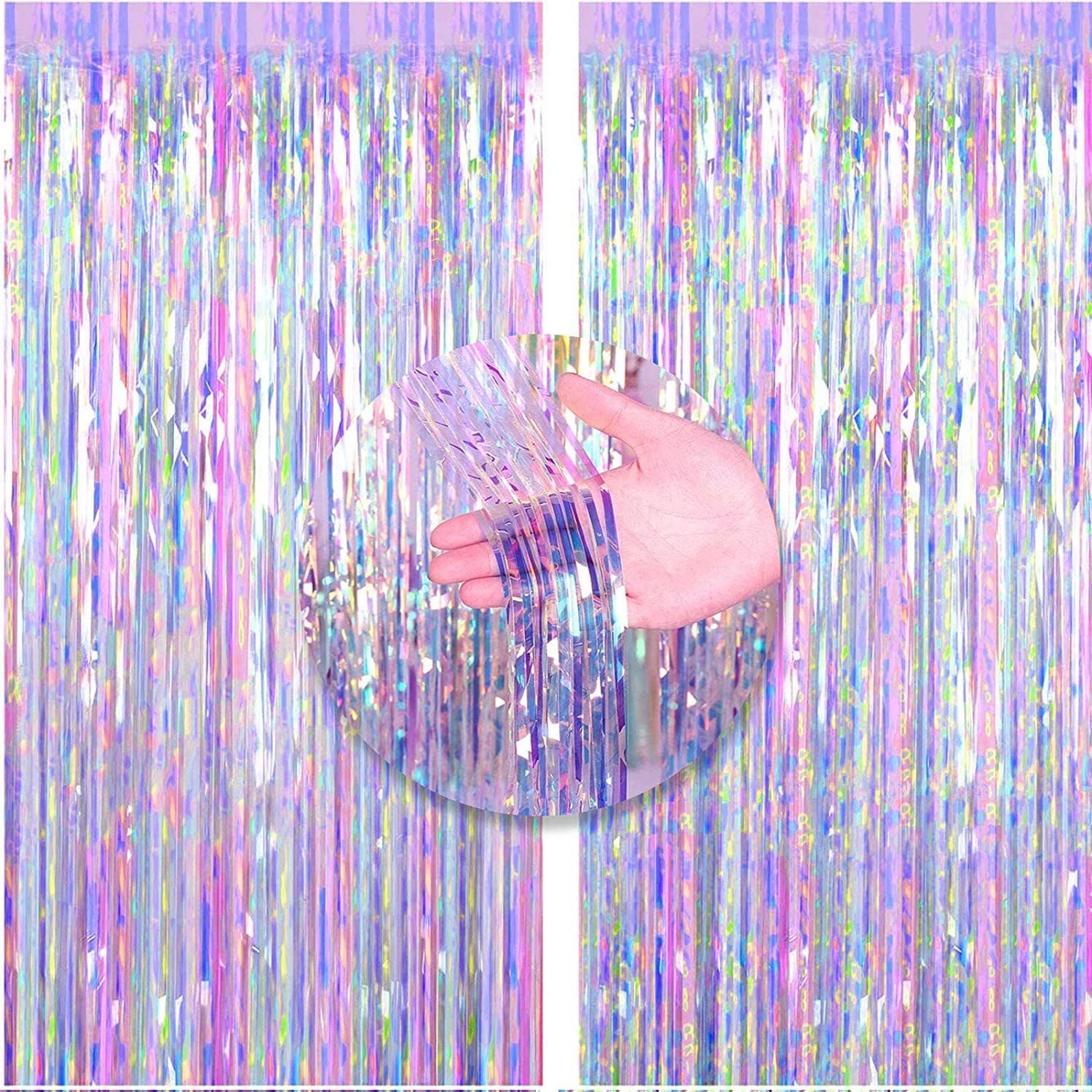 2P Iridescent Purple Foil Curtain Backdrop Curtain Birthday Curtain.Decoration,1m*2m Party Fringe Backdrop Curtains Shimmer Hanging Frozen Party Streamer for Easter Birthday Wedding