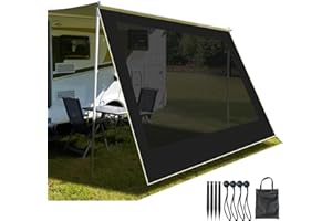 SOMOKG RV Awning Sun Shade Screen 16'3''×8', Heavy-Duty 600D PVC Mesh, Camping Trailer Awning Shadescreen for UV Protection ＆ Privacy