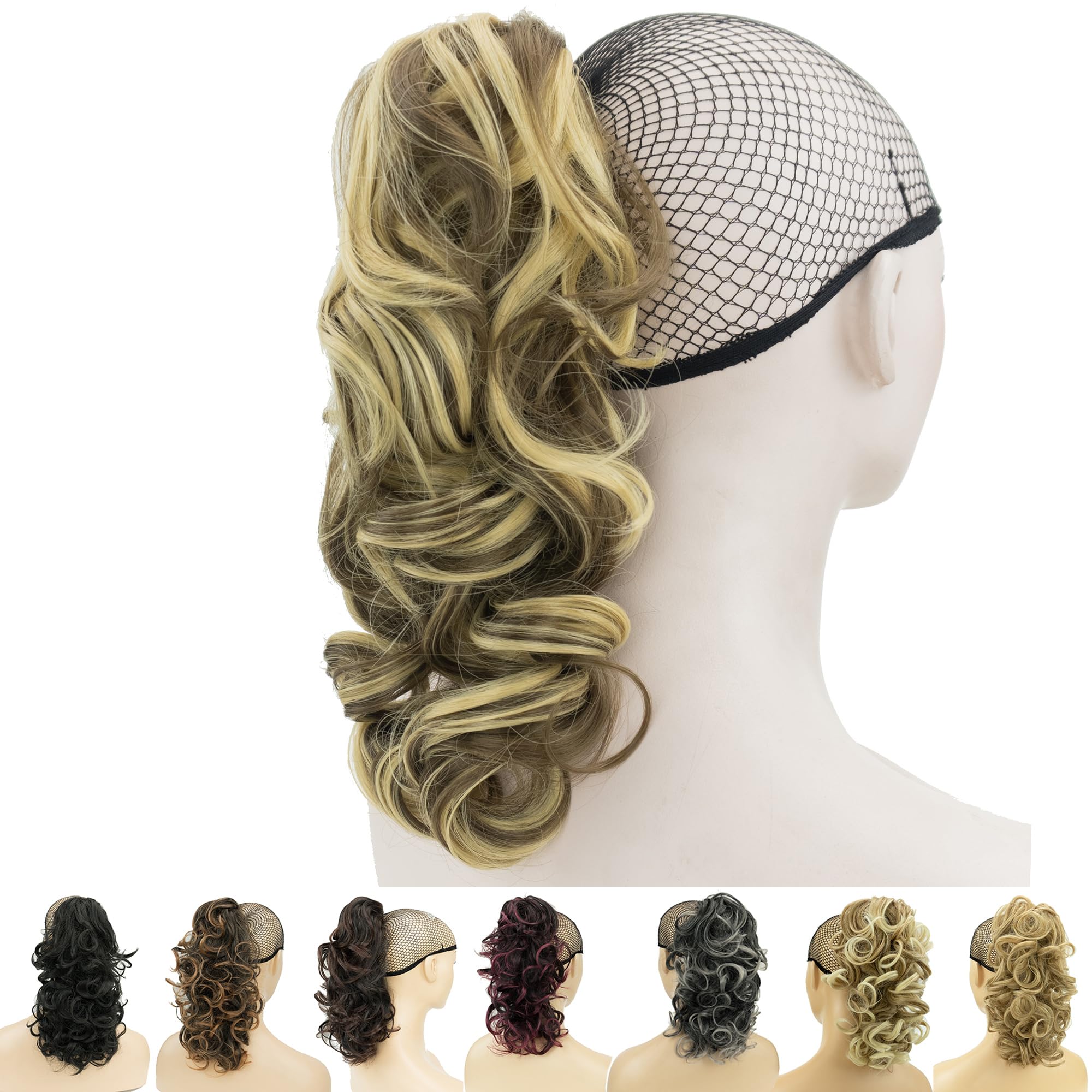 IMISSU Messy Curly Hair Short Claw Ponytail Hair Extensions Pony Tail Clip in Hairpieces (Brown Copper) — image 1