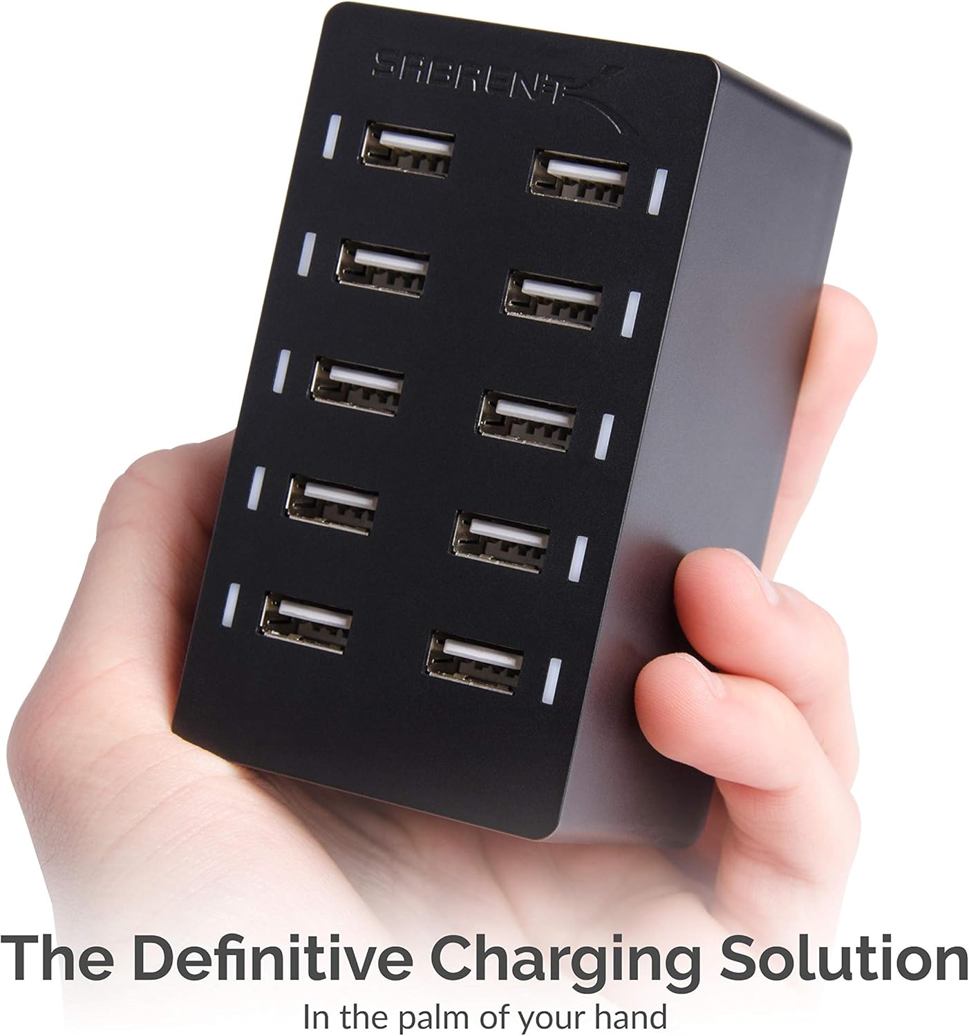 Sabrent 60 Watt (12 Amp) 10-Port [UL Certified] Family-Sized Desktop USB Rapid Charger. Smart USB Ports with Auto Detect Technology [Black] (AX-TPCS): Computers & Accessories