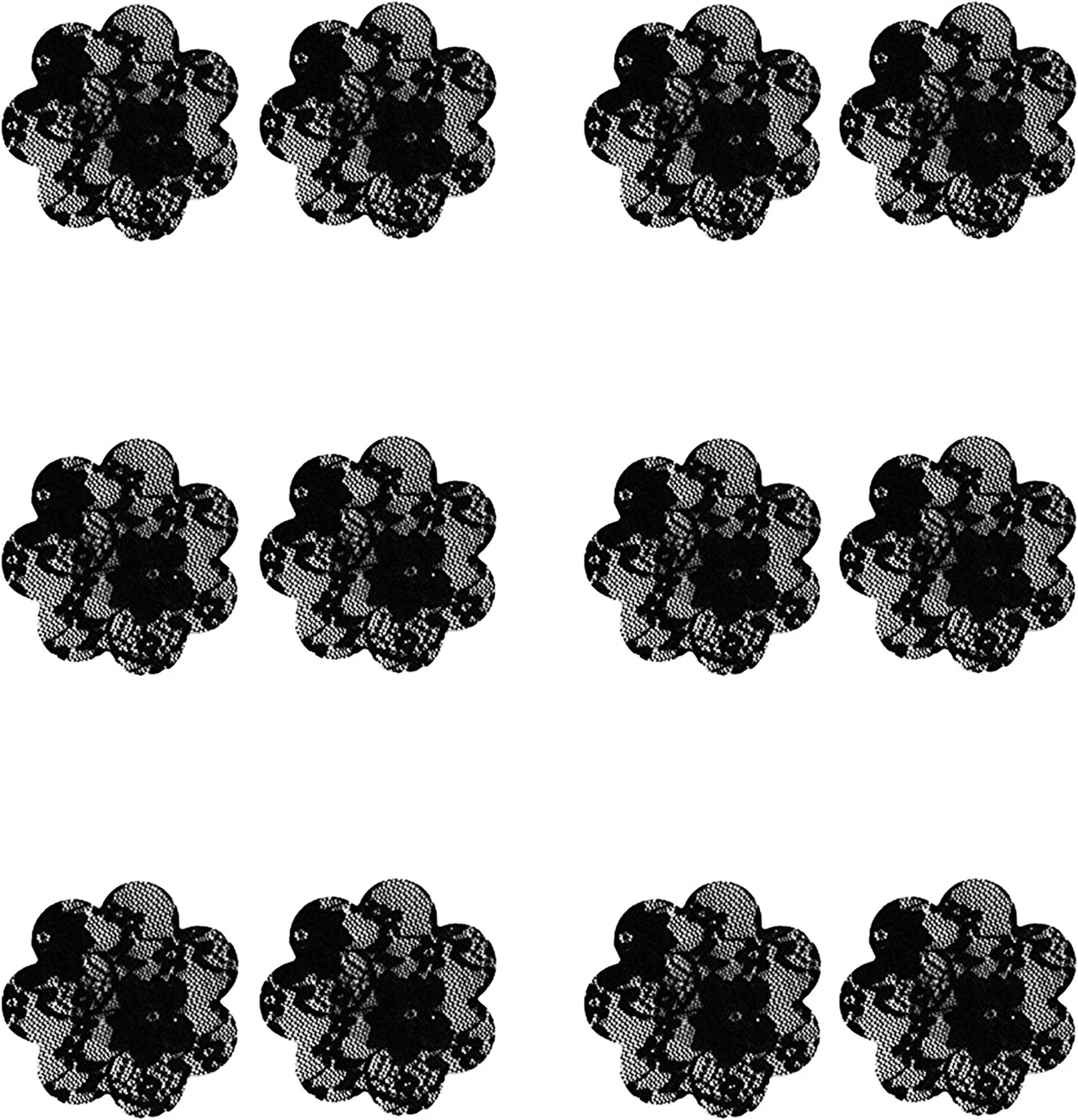 Black Lace Flower Petal Disposable Nipple Cover Pasties Stickers 6 Pack