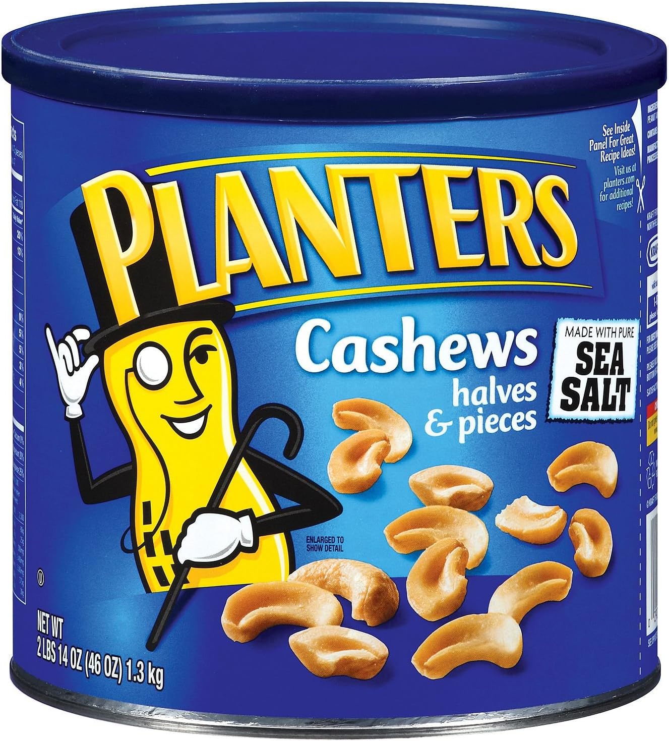 Planters-Cashews Halves/Pieces, 46 oz. canister