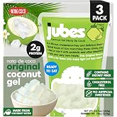 Jubes Pandan Nata De Coco Jelly Cubes (12.7 oz, Pack of 3) - Pandan Coconut Jelly Cubes for Sago - Coconut Gel in Syrup Toppings for Fruit Tea, Boba, Bubble Tea, Drinks, Desserts Yogurt, Ice Cream, Beverage