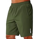 COOFANDY Mens Athletic Running Shorts 9" Lightweight Quick Dry Drawstring Mesh Gym Shorts with Zipper Pockets