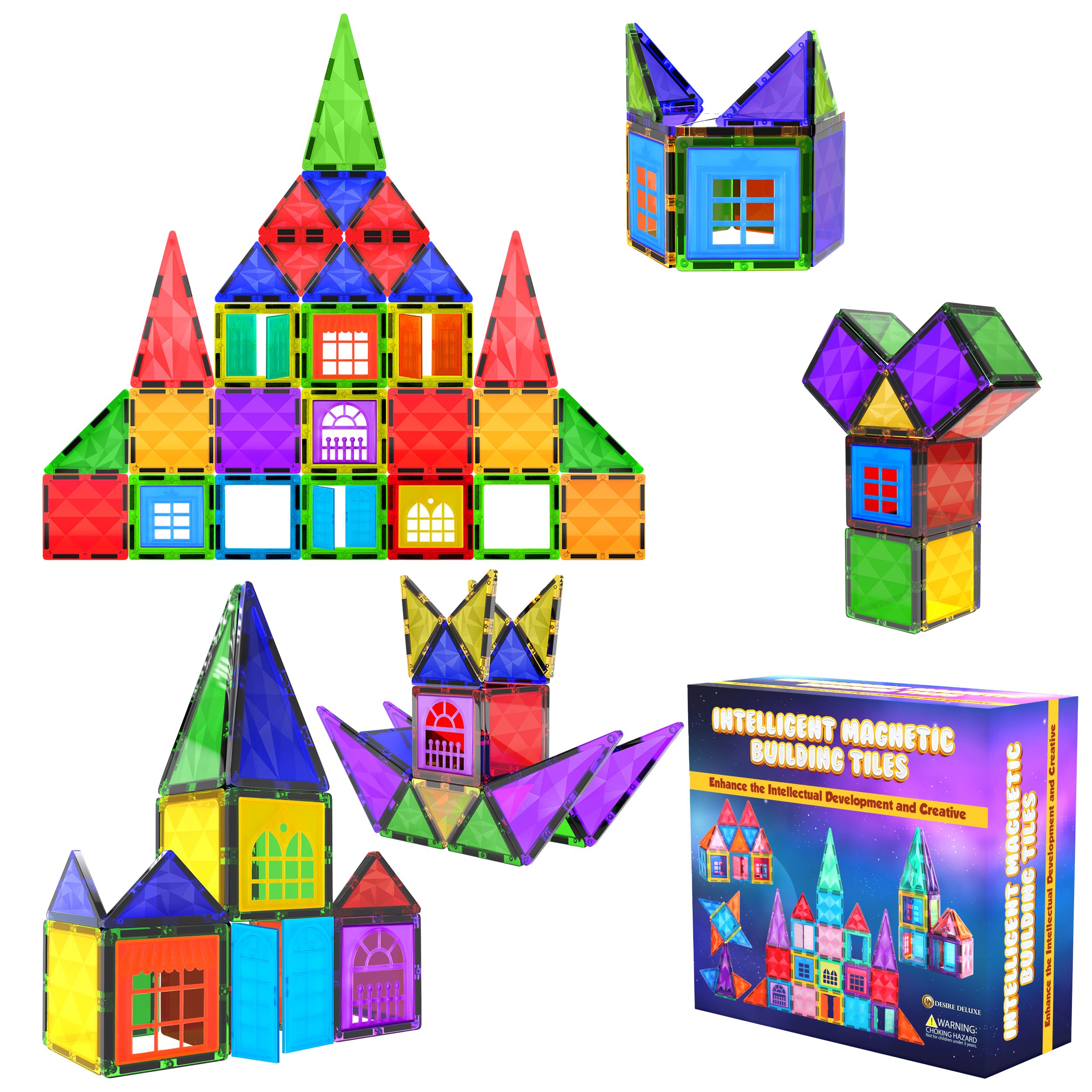 Magnetic Tiles Building Blocks Toy - STEM Educational Magnetic Blocks for Kids, Creativity Preschool Learning Sensory Montessori Toddler Magnetical Toys for Boys & Girls 3+ Years Old - 42pc