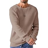 JMIERR Men's Crewneck Pullover Sweater Waffle Textured Knitted Sweaters Casual Loose Fit Sweaters with Ribbing Edge
