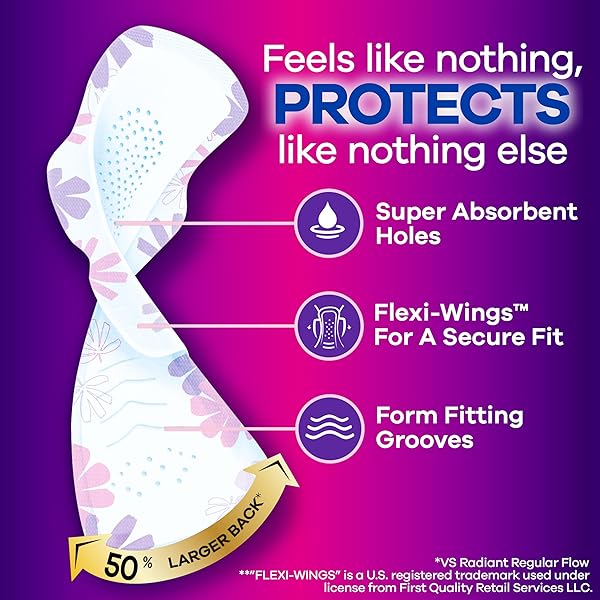 ALWAYS RADIANT FLEXFOAM PADS FOR WOMEN, SIZE 5, EXTRA HEAVY OVERNIGHT ABSORBENCY, WITH WINGS, SCENTED, 18COUNT