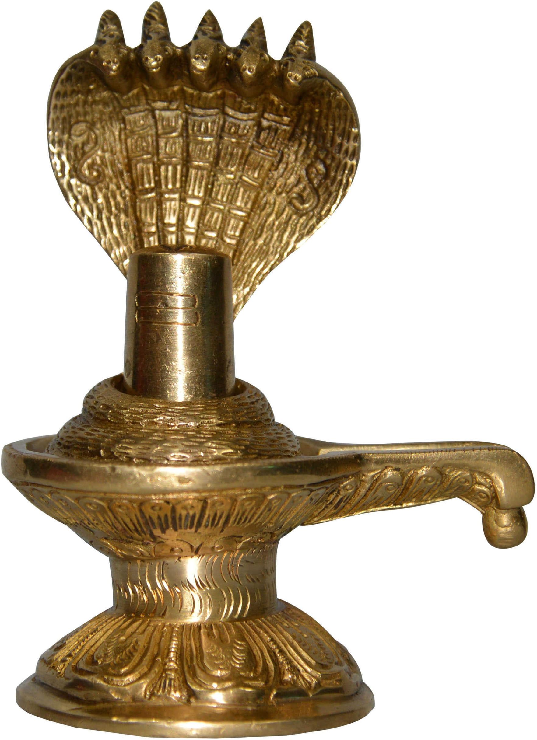 DronaIndia Lord Shiva Brass Statue Linga with Snake