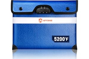 SPVIOQI Upgraded 5200°F Fireproof Money Bag with Lock, Fireproof Bag with Zipper/Reflective Strip, 9 Layers of Heat Insulated Materials, Fire Proof Money Bag for Cash, A5 Documents, Water Resistant Safe Bag