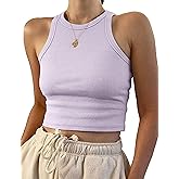 MISSACTIVER Women Basic Sleeveless Vest Crop Tank Top Casual Crew Neck Binding Crop Top