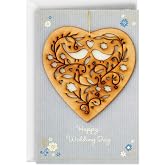 Hallmark Wedding Card (Removable Keepsake Wooden Heart Ornament) | For Couple, Laser-cut Wooden Heart, Coordinating Envelope, High Quality Paper, 5 X 7.2 in
