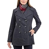 LONDON FOG Women's Plus-Size Double Breasted Peacoat with Scarf