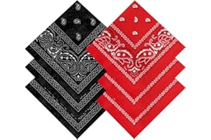 hoyuwak 6 Pcs Paisley bandanas Square Cowboy Printed Head Scarf Neckerchief for Halloween Women and Men