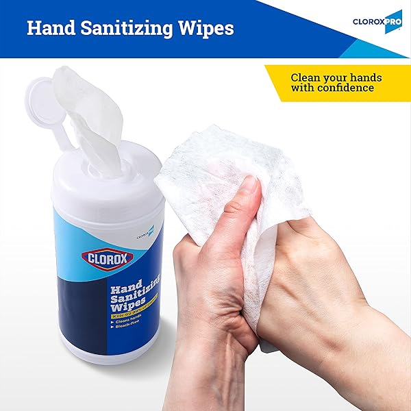 CLOROX PRO ALCOHOL FREE HAND SANITIZER WIPES WITH BZK – GENTLE HAND SANITIZING WIPES FOR HANDS IN BULK CANISTER – DISINFECTING SANITIZER SOLUTION FOR SCHOOL SUPPLIES & OFFICE USE, 100 COUNT