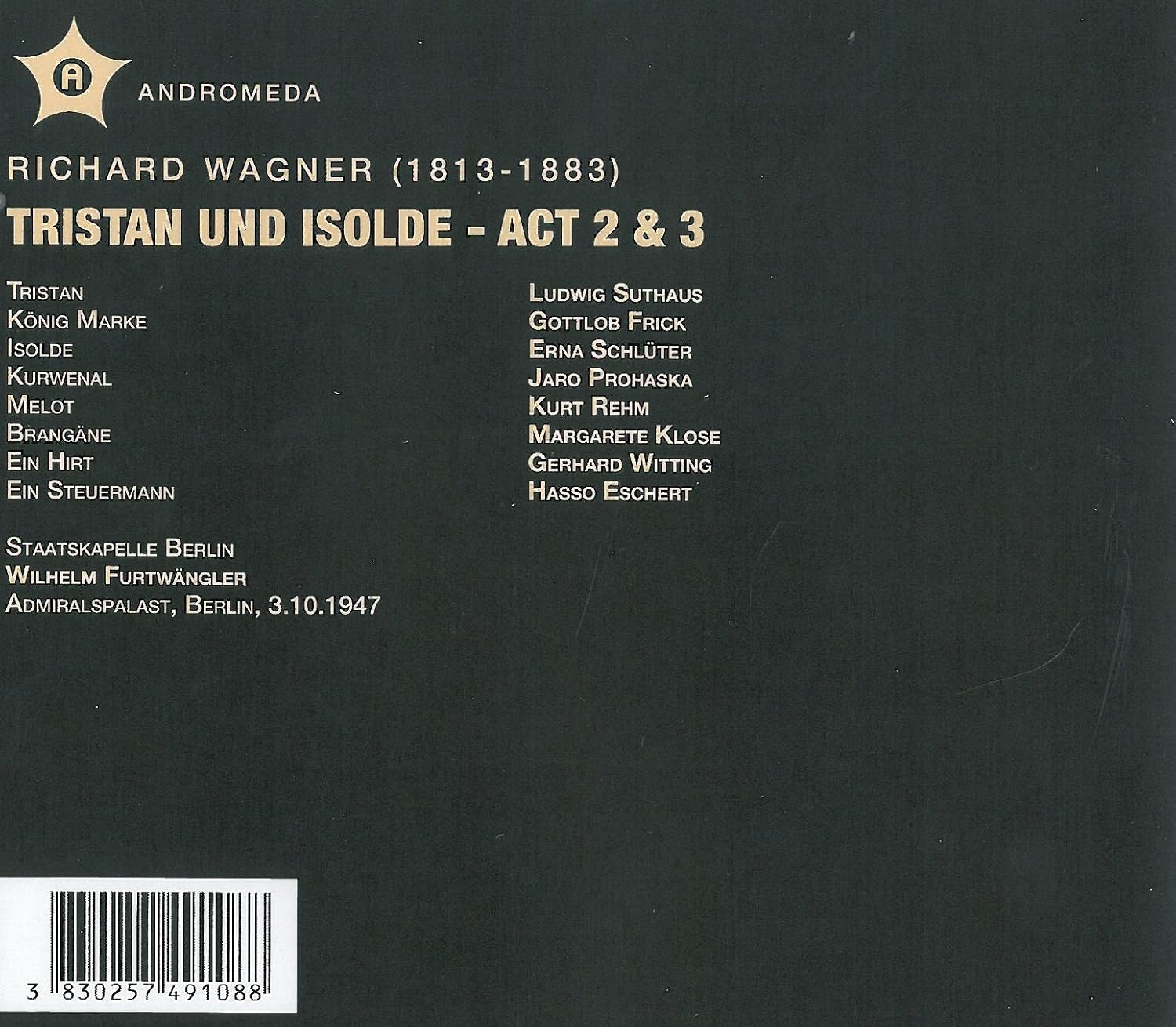 Wagner Tristan Und Isolde Ludwig Suthaus Erna Schluter Richard Wagner Wilhelm Furtwangler Staatskapelle Berlin Amazon De Musik