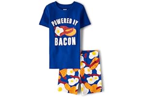 The Children's Place boys Short Sleeve Top and Shorts Snug Fit 100% Cotton 2 Piece Pajama Set