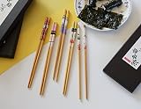 EXZACT 5 Pairs Natural Bamboo Chopsticks Gift Set Handmade Box Japanese Style view 7