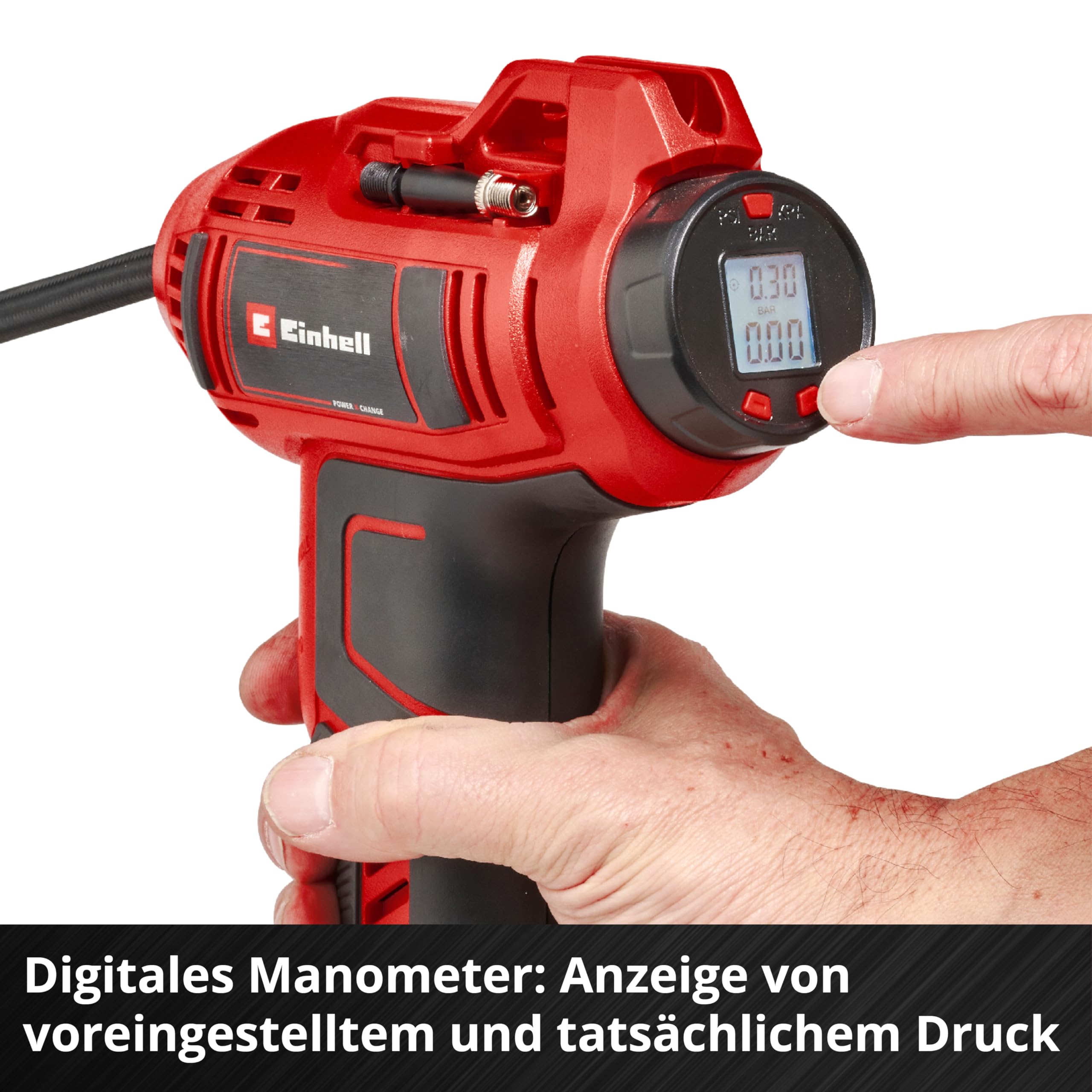 Einhell Akku-Autokompressor CE-CC 18 Li-Solo Power X-Change (Li-Ion, 18 V, max. 11 bar, 60 cm Druckluftschlauch, automat. Abschaltfunktion, Lieferung ohne Akku & ohne Ladegerät) 9