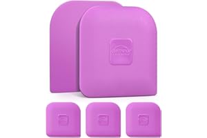 Pan Scraper - CLUEAPOP 5 Pcs Plastic Scraper Tool Set - Dish Scraper for Cast Iron - Non Scratch for Pot Cleaning Scraper - Non-Slip High Heat Resistant Kitchen Scraper Tool