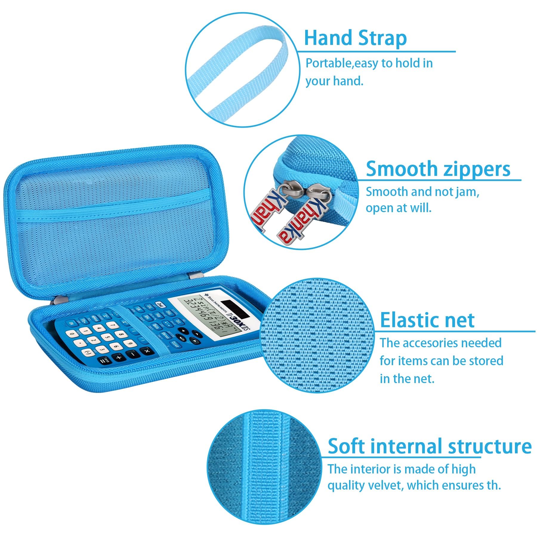 khanka Carrying Case for Texas Instruments TI-30Xa / TI BA II Plus/TI-30XIIS /TI-30XS MultiView/TI-36X Pro Engineering Scientific Calculator, Case Only (Blue)