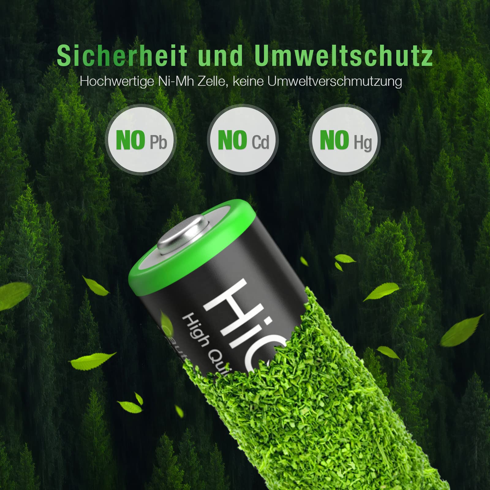 HiQuick AA Akku, NI-MH Mignon AA 2800mAh Akku, wiederaufladbare 1,2V AA batterien, 8 x Mignon AA 7