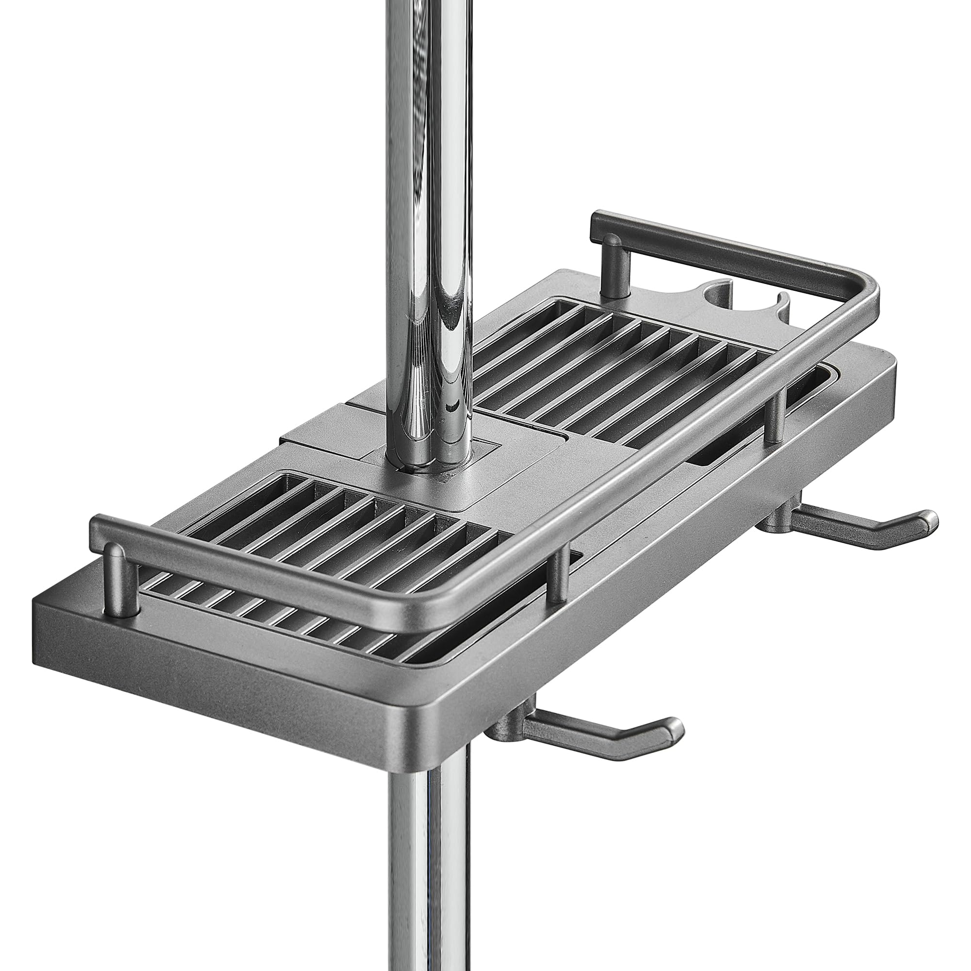 DUFU Shower Caddy No Drill 1Packs Shower Shelf Bathroom Shelf Shower Rack Organiser Holder for Soap Shampoo Towel with Buckle and Shower Head Hook Fit 0.83-0.98in Shower Rail