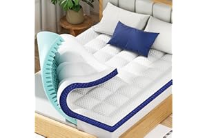 BEDELITE King Mattress Topper Dual Layer 4 Inch Memory Foam Mattress Topper, Bamboo Pilow Top Mattress Pad and Premium Gel Foam Mattress, with Stretchable Pockets Up to 6"-24"