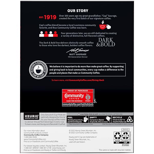 COMMUNITY COFFEE DARK & BOLD ESPRESSO ROAST 96 COUNT COFFEE PODS, COMPATIBLE WITH KEURIG 2.0 K-CUP BREWERS, 24 COUNT (PACK OF 4)