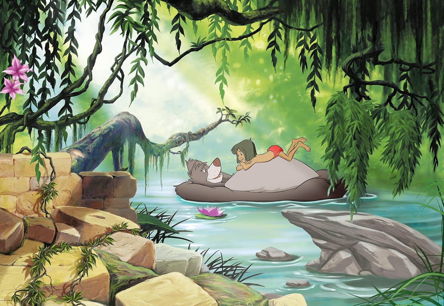 Komar Disney Photo Wallpaper JUNGGLE Book Swimming with Baloo Size: 368 x 254 cm (Width x Height) Wallpaper Children Wall Nursery Decoration 8-4106 - Image 3