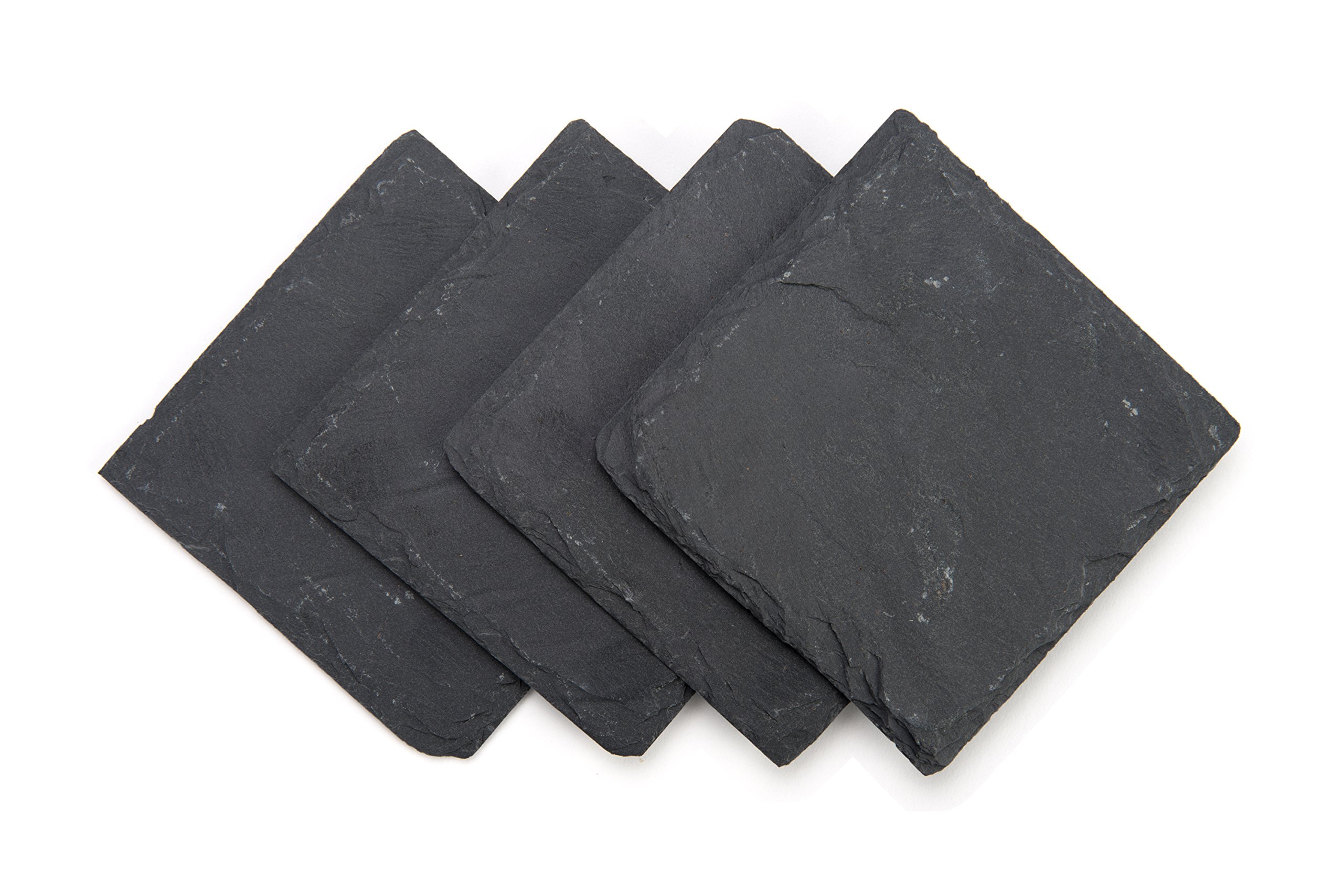 Slate Drink Coasters - Set of 4-4" x 4" by Trademark Innovations