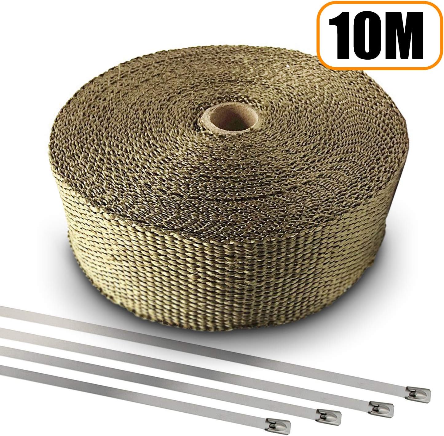 Exhaust Wrap 10 M, Aodoor Header Heat Fiberglass Insulation Cloth for Motorcycle/Car Heat Protection Tape