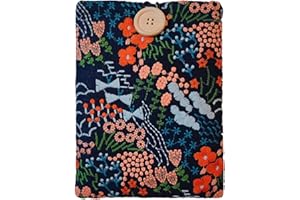 ZOSIANA DESIGNS Embroidered Floral Kindle Sleeve - Compatible with Paperwhite/Basic (6''), Paperwhite (6.8''), Signature (6.8'') - Cotton Padded E-Reader Cover (Floral Meadow - Blue)