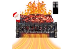 LifePlus Electric Fireplace Logs Heater, Fireplace Insert Heater with Remote Control, Realistic Flame Effect, Infrared Fireplace for for Indoor Use 8H Timer, Adjustable Brightness, Double Protection