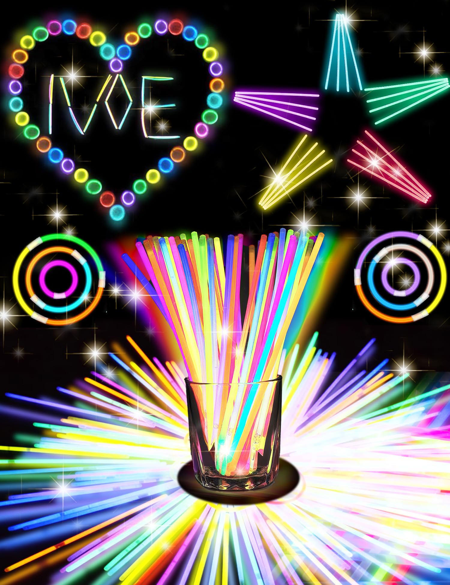 Glow Sticks Party Packs 200 Pcs,9 Colors Glowsticks for Children with 10 Hours,Glow in Dark Light Up Sticks Party Packs for Adults Wedding Easter Halloween Disco Birthday Bag Fillers Decorations (200)