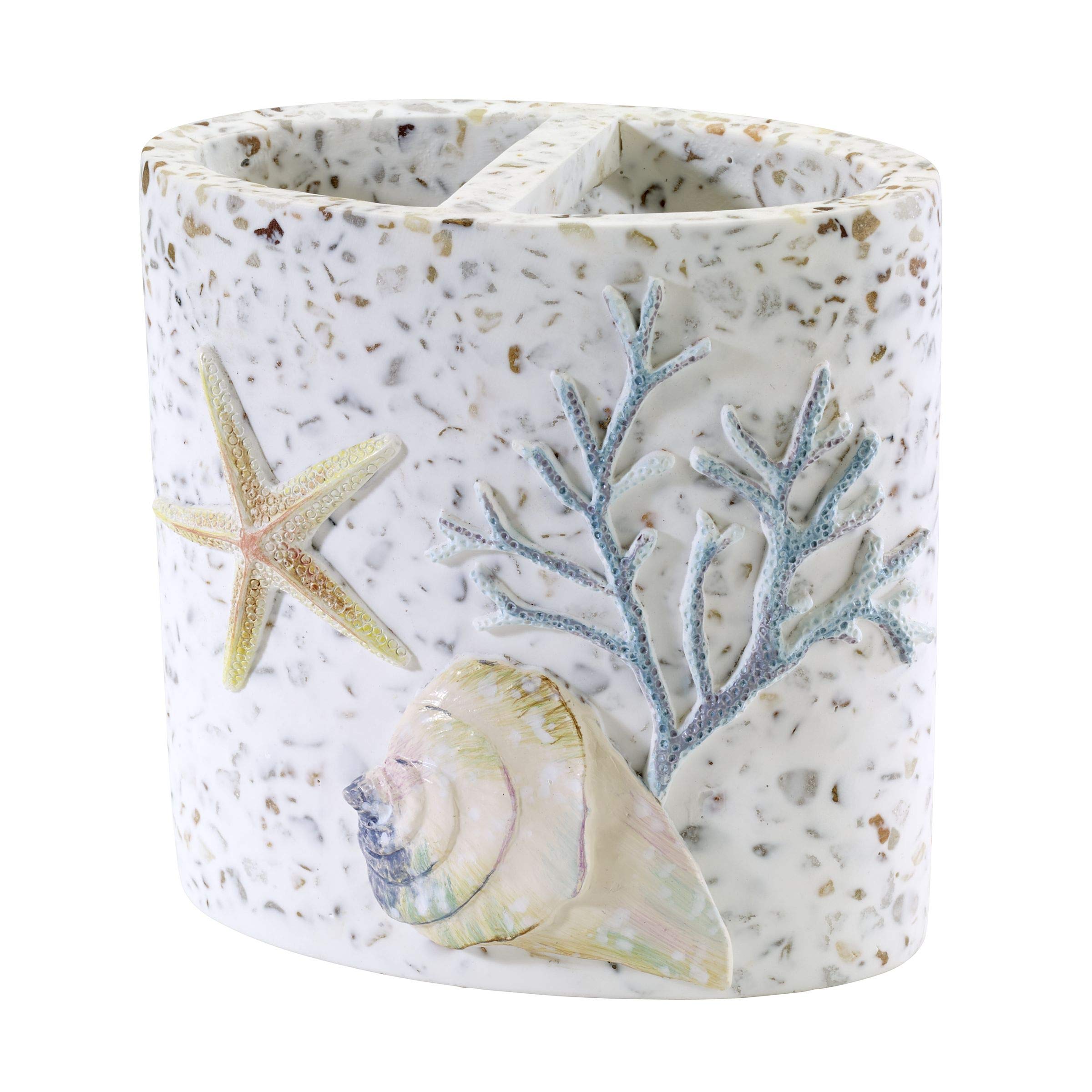 Avanti Linens Toothbrush Holder Resin Countertop Accessories, (Coastal Terrazo Collection)