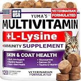 Cat Multivitamin Chews - Cat Vitamins and Supplements - Taurine &amp; Lysine | Omega-3, Glucosamine, Cranberry - Skin &amp; Coat, Hip &amp; Joint Support for Cats- Immune Health, Skin, Heart, Digestion
